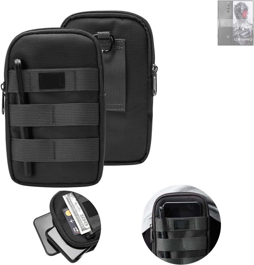 K-S-Trade Holster Gürtel Tasche kompatibel mit nubia Red Magic 8 Pro Global Handy Tasche Schutz Hülle dunkel-grau viele Fächer, 1x