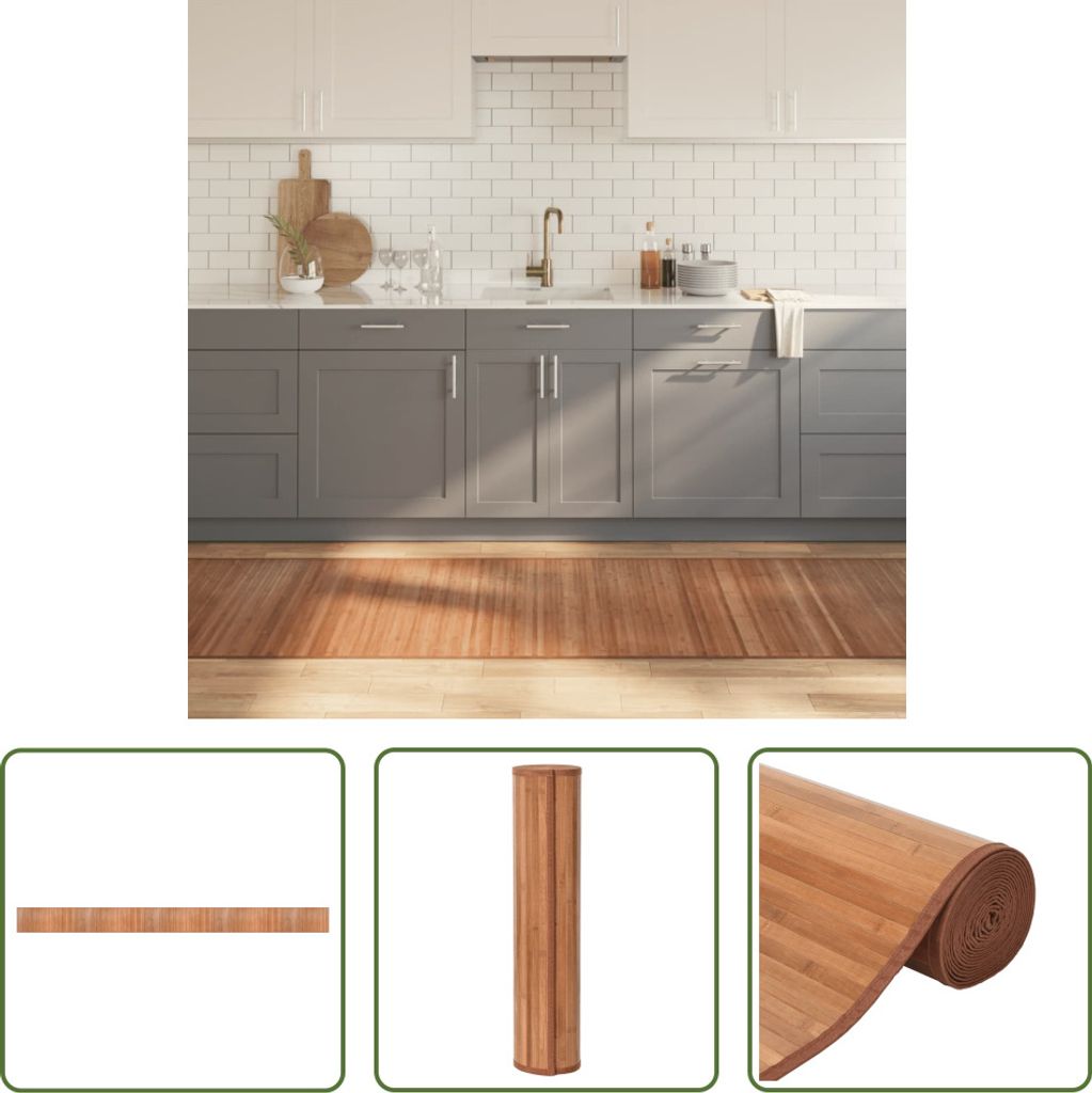 The Living Store Teppich Rechteckig Natur 80x1000 cm Bambus