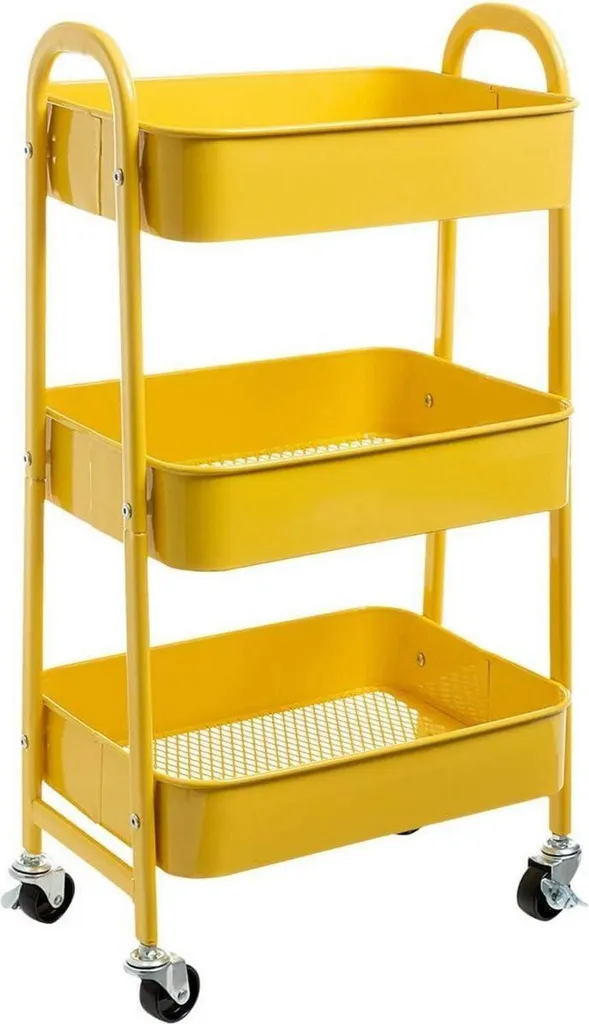 Carrello Cucina Giallo DOEWORKS | 3 Ripiani Salvaspazio per Casa e Bagno