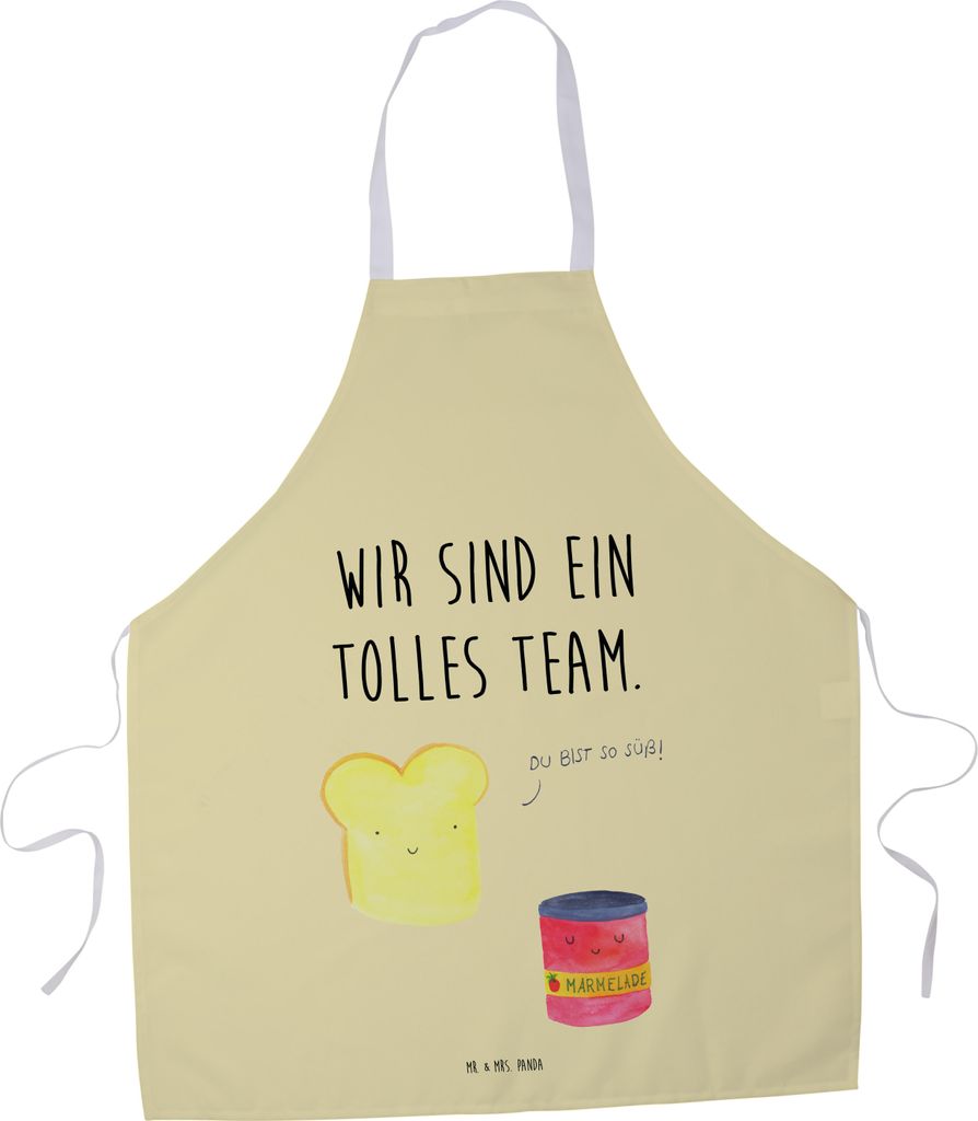 Mr. & Mrs. Panda Schürze Toast Marmelade - Gelb Pastell - Geschenk, Kochschürze, Süß, Grill, Dreamteam, Grillschürze, Küchenzubehör, Brot, K...