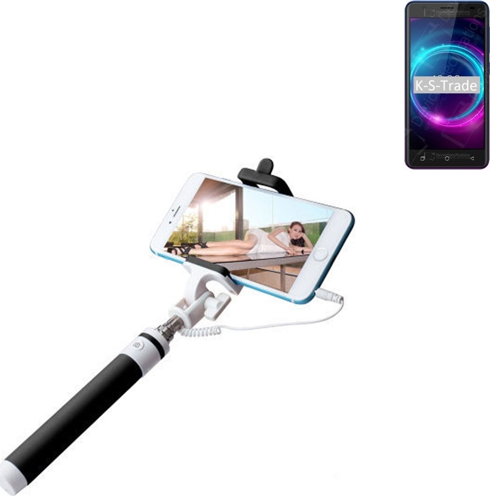 K-S-Trade Selfie Stick kompatibel mit BQ Mobile BQ-5046L Choice LTE Selfiestick kabelgebunden Monopod mit Kabel Stab Stange Selfportrait