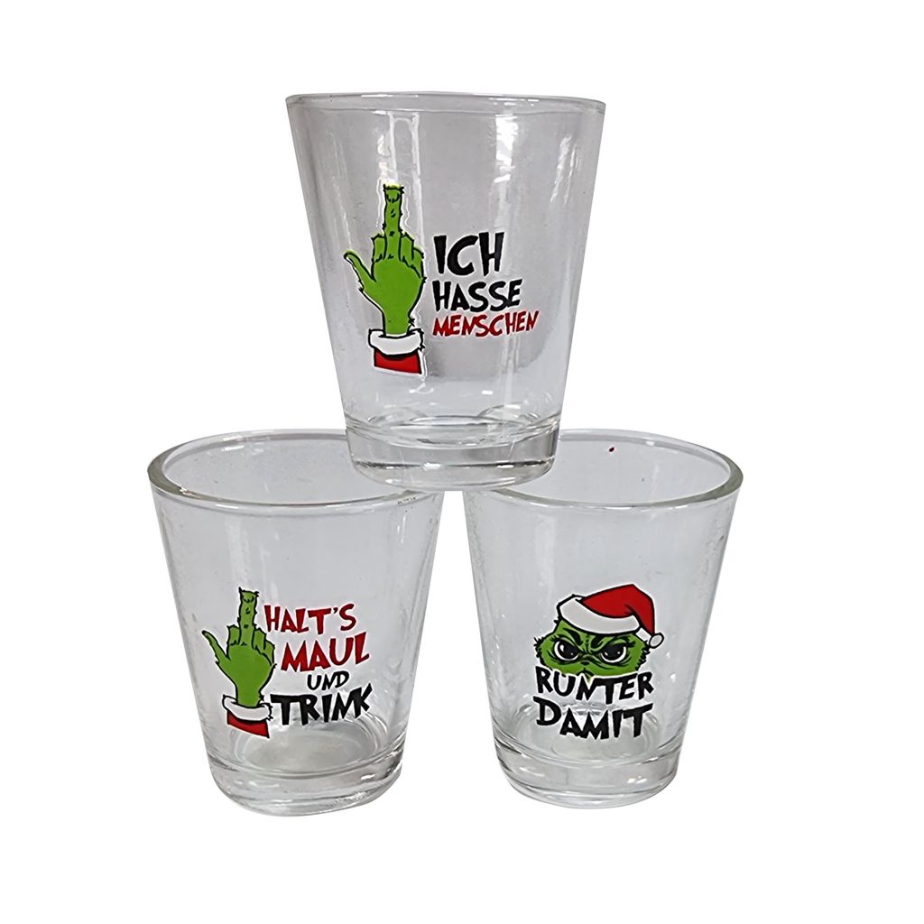 Muffel-Schnapspinnchen, Schnapsgläser, 4cl, 4er-Set, Überraschungs-Set
