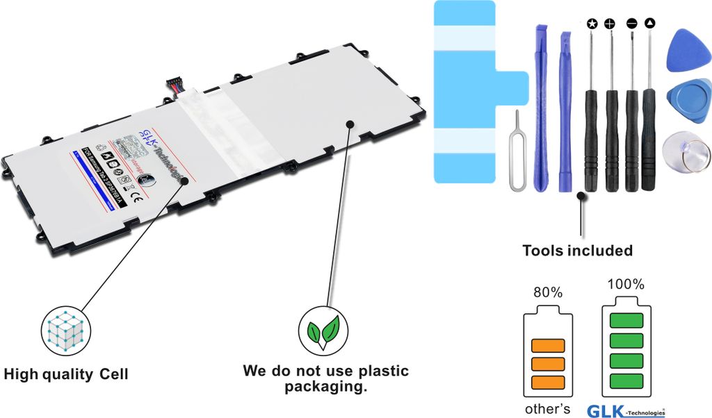 GLK-Technologies Samsung Akku SP3676B1A Galaxy Tab 2 10.1 GT-P5100, GT-P5110