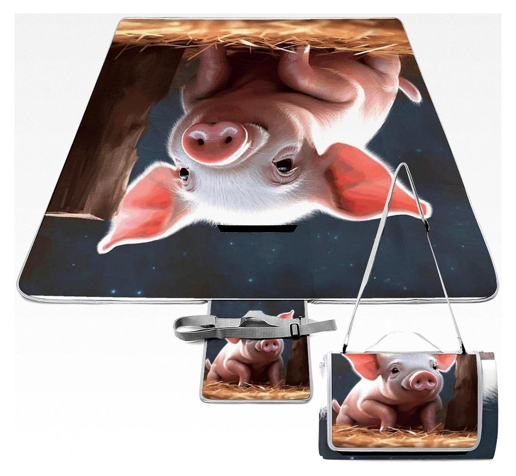Picknickdecke, lustiges süßes Schwein, faltbare Picknickmatte, kompakte Stranddecke für Frühling, Sommer, Camping, Park, Reisen, tragbare Campi...