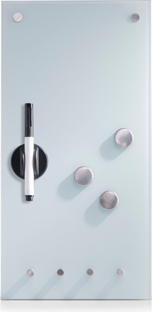 Zeller Memobord m. Haken, Glas, weiß 20x4x40