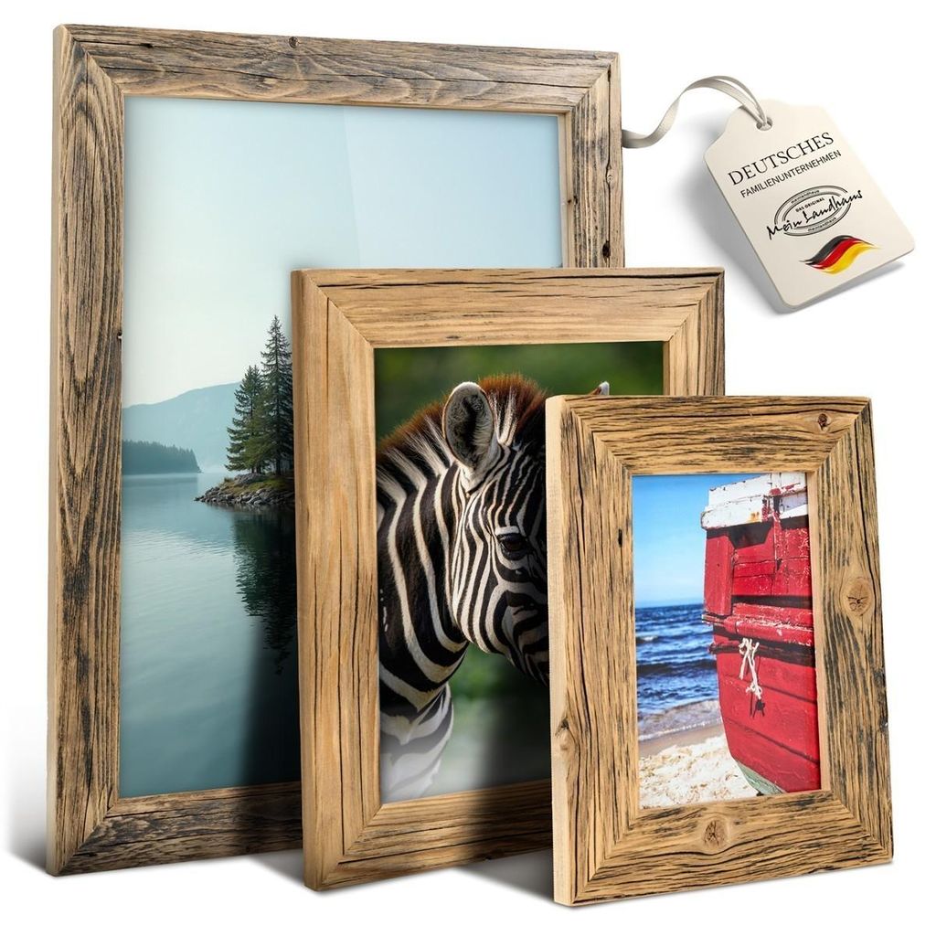 Grand cadre photo 50x70 cm en vieux bois recyclé brun Image du produit 