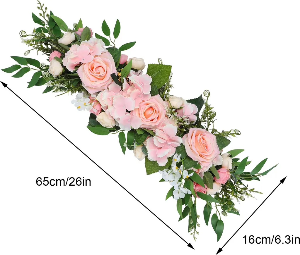 Rose artificielle 65cm pour dossier de chaise mariage en soie rose