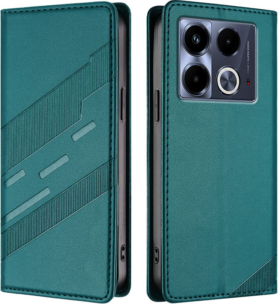 Hülle für Infinix Note 40 5G, Kunstleder Brieftaschen Handyhülle mit Kartenfach und Standfunktion Grün