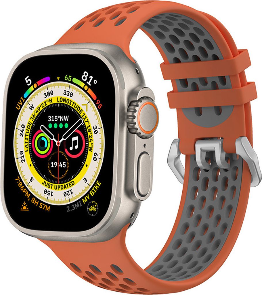 Apple Watch Cubenest Sportarmband orange/grau für die Größen 42/44/45/Ultra 49 mm