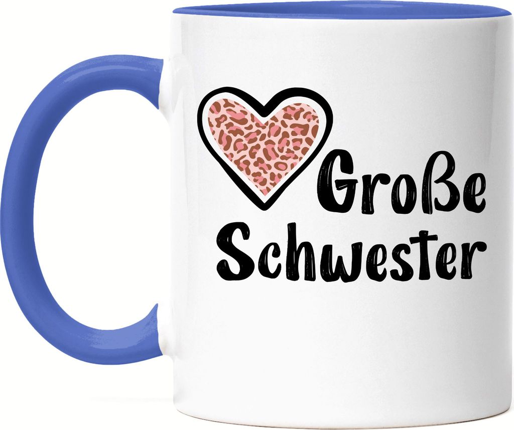Große Schwester Tasse Blau Sisters Beschützerin Geborgenheit Liebe Familie Zusammenhalt Freude Spaß Sis Love