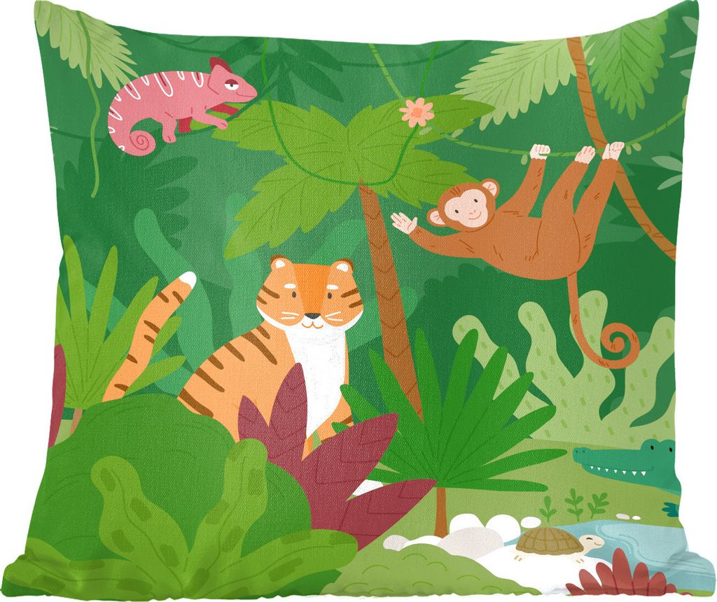 MuchoWow Zierkissen Sofakissen Wohnzimmer Dekokissen 40x40 cm Dschungel - Tiere - Wild - Foto Kissen - Schlafzimmer Dekoration