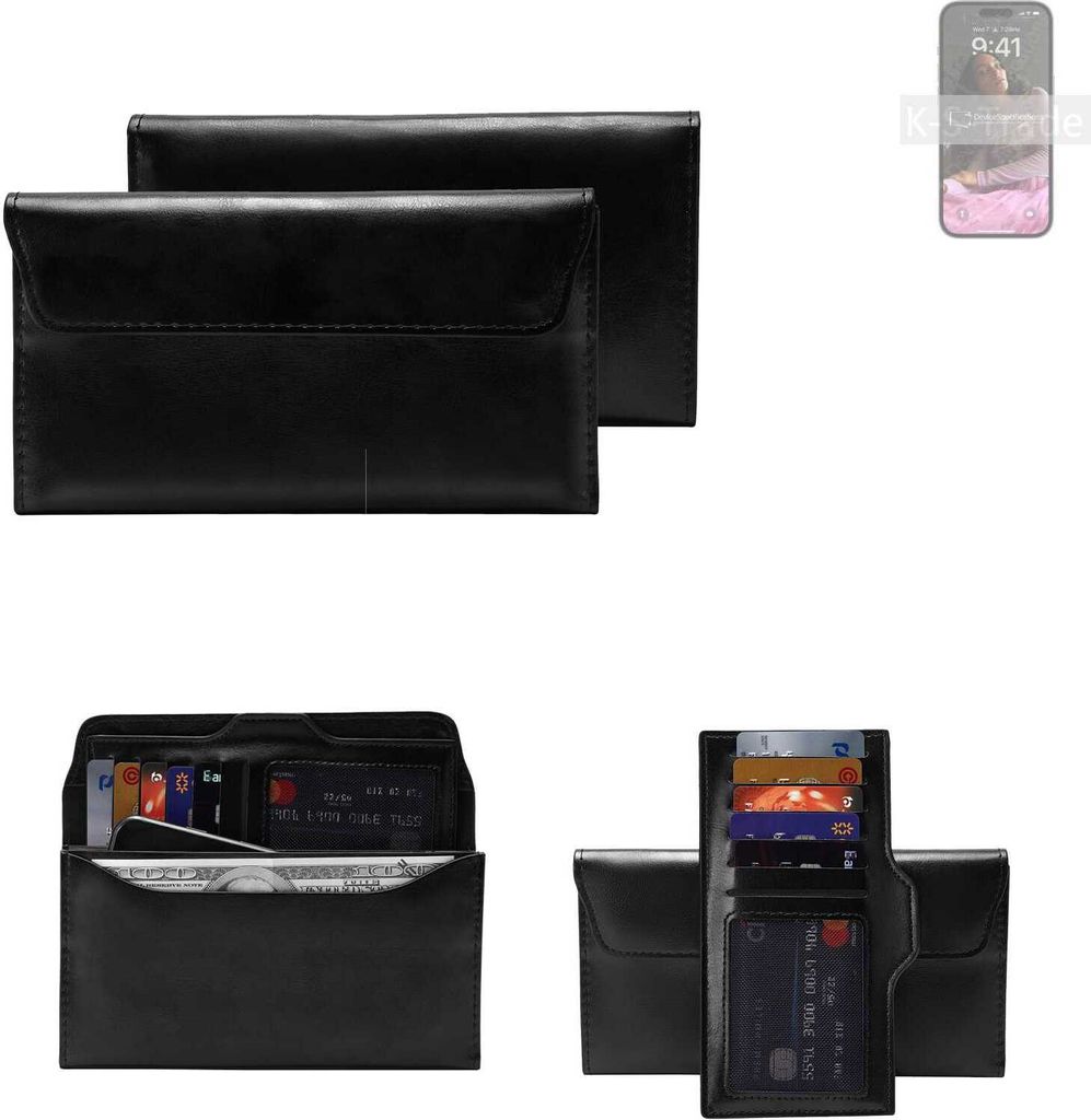 K-S-Trade Handy Hülle kompatibel mit Apple iPhone 14 Pro Schutz Hülle Tasche Schutz Case Handytasche Kunstleder schwarz, 1x