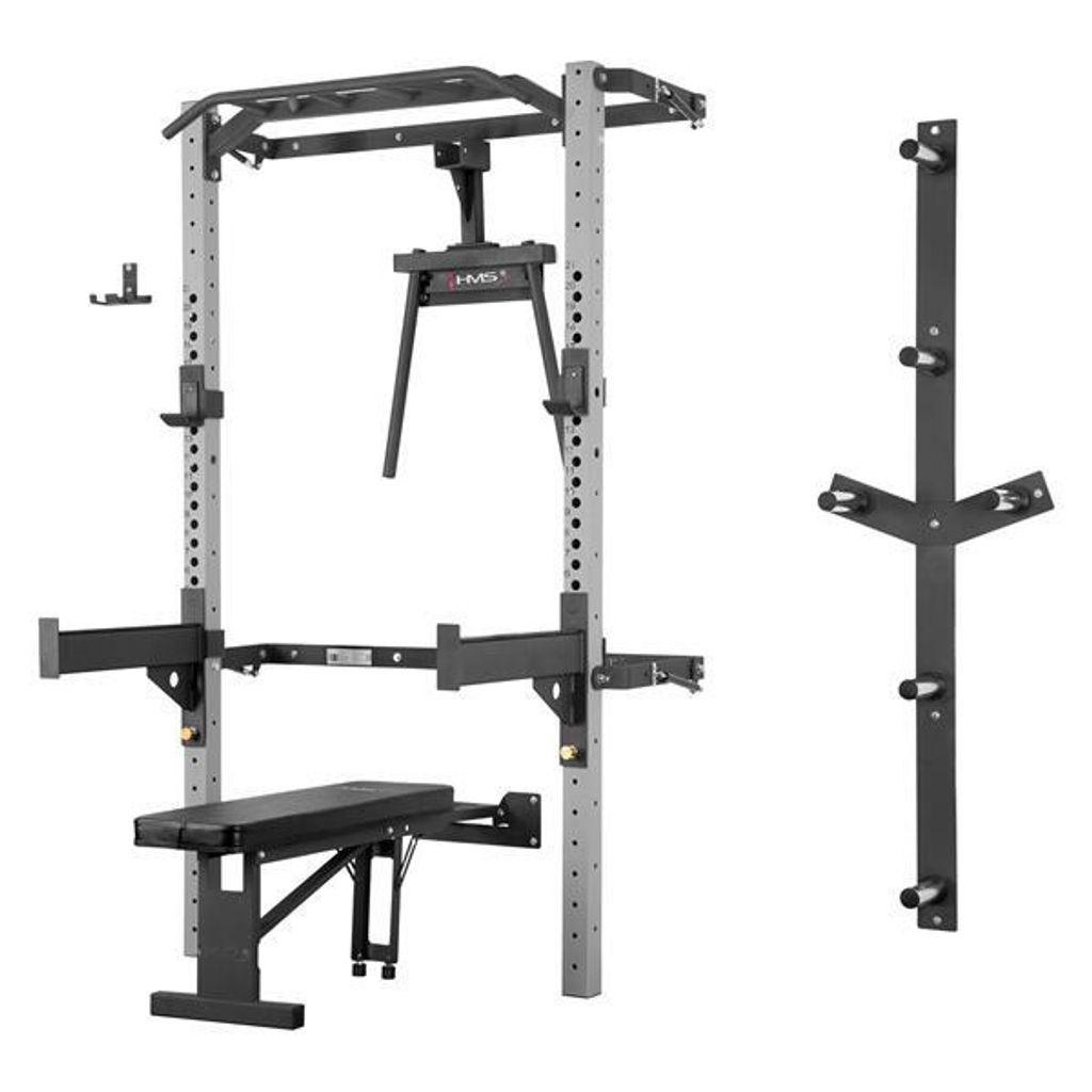 Kraftstation Fitnessstation Wall Power Rack Klimm Latzug Dip Station Trainingsbank Set
