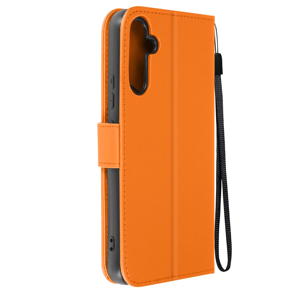 Avizar, Frosch Hülle für Samsung A34 5G Portemonnaie & Handschlaufe, Orange