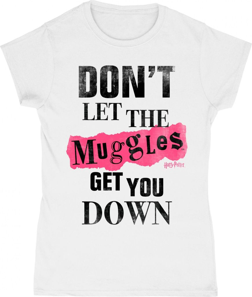 Harry Potter - "Muggles Clippings" T-Shirt für Damen BI199 (XXL) (Weiß/Schwarz)
