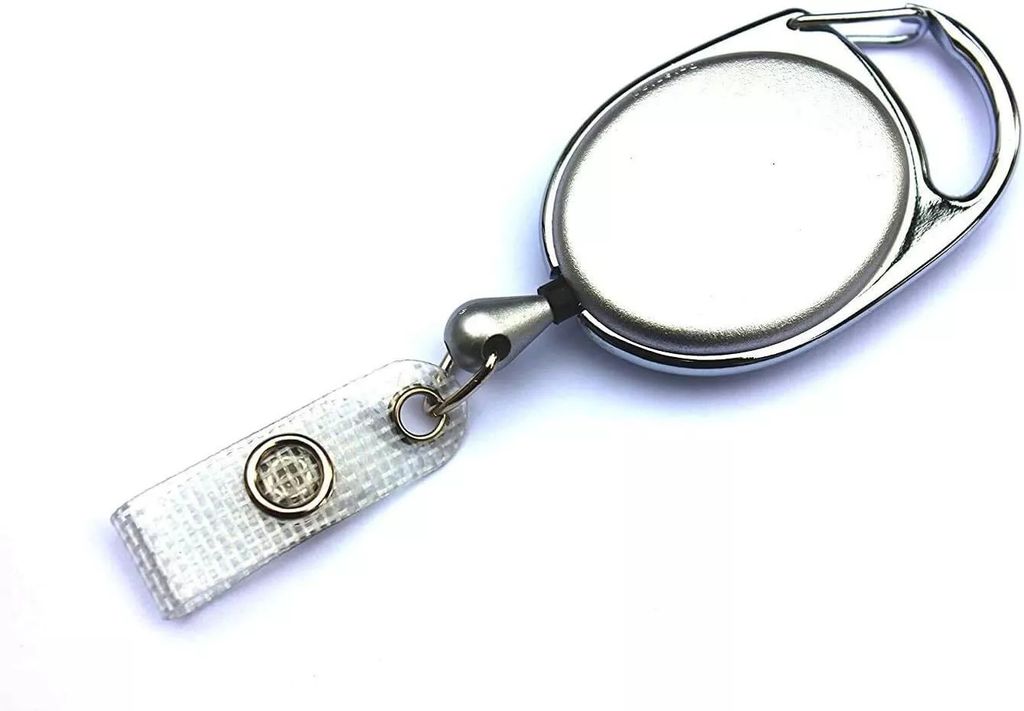 2x SILBER Ausweisjojo Jojo Zipper Ausweis Halter Kartenhalter Schlaufenclip Aufrollmechanismus Schlüsselanhänger