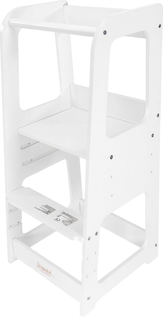 Lernturm für Kinder ab 1 Jahr aus Birkenholz, höhenverstellbar, weiß