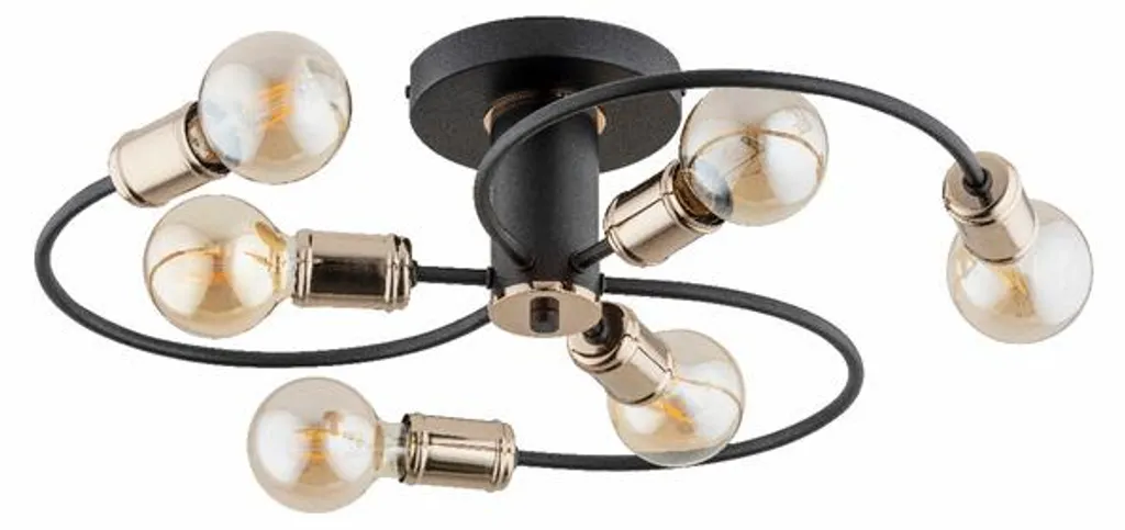 Plafonnier design multi-ampoules SAMBA en métal noir et doré 51 cm