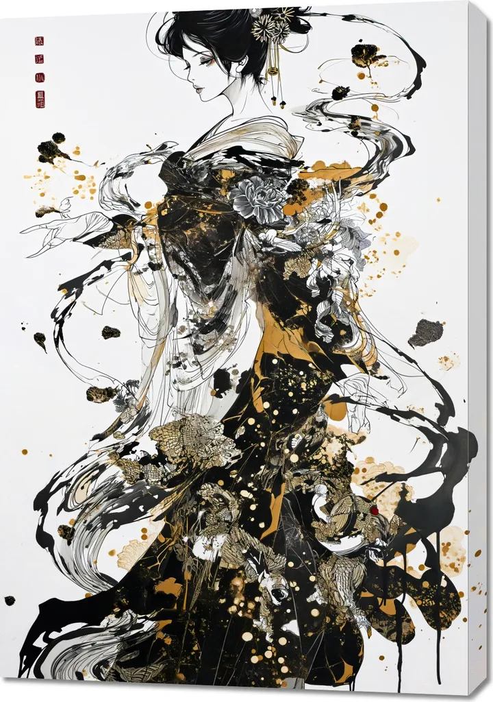 Quadro da Parete 70x100 cm Odissee a Inchiostro - Stampa su Tela Canvas