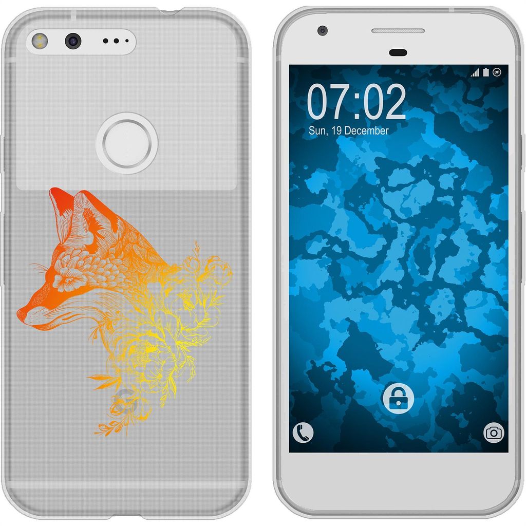 PhoneNatic Case kompatibel mit Google Pixel XL Silikon-Hülle Floral Fuchs M1-2