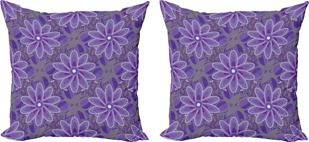 ABAKUHAUS lila Mandala Kissenbezug Set (2Stück), 70er Jahre Hippie Fashion inspiriert floralen geometrischen Muster mit Doodle Fisch Form, 40 x 40...
