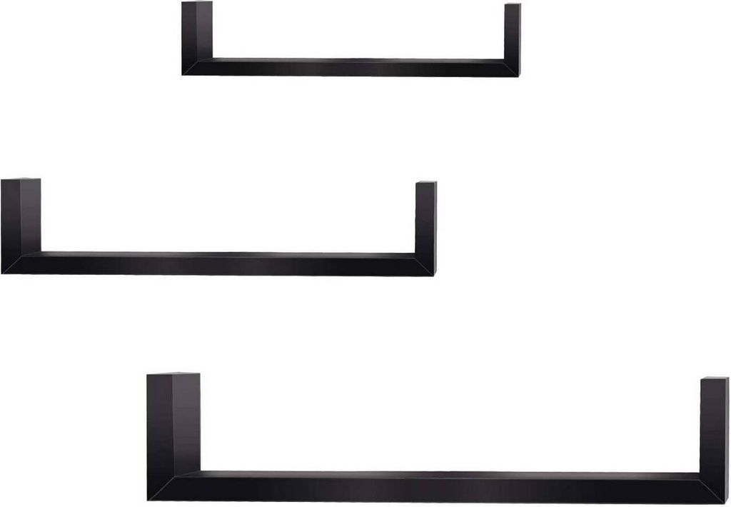 WOLTU 3er-Set Wandregal Retro Hängeregal in U Form Schwarz Produktbild 