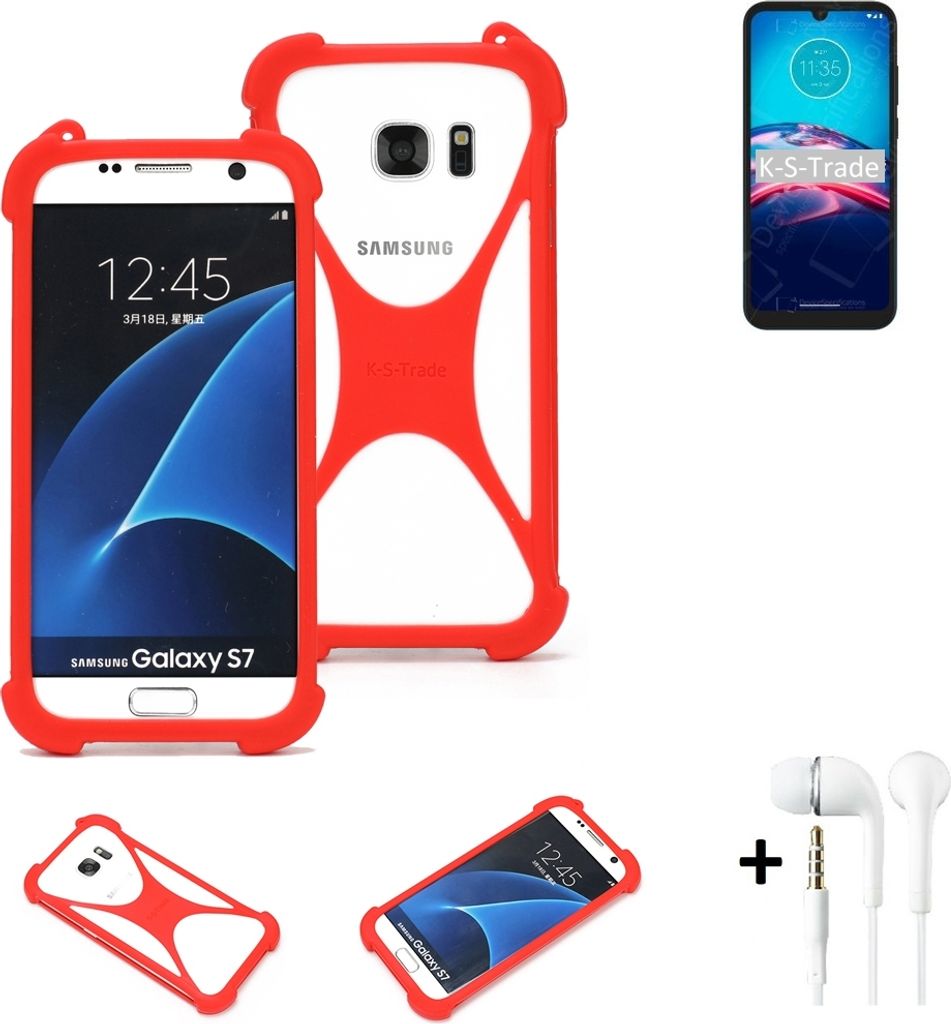 Handy-hülle + Kopfhörer kompatibel mit Motorola Moto E6S 2020 Schutz-hülle Bumper Silikon Schutz Hülle Cover Case Silikoncase Silikonbumper TPU