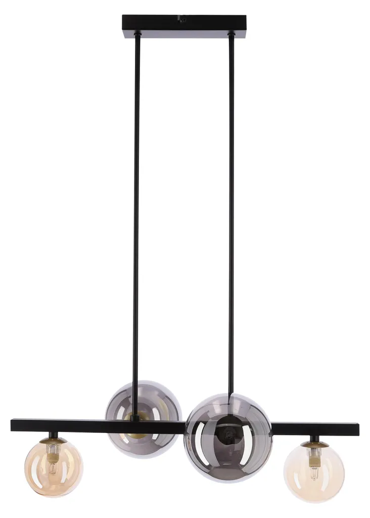 Suspension design 4 globes ambre et graphite Kama - Luminaire métal 83cm
