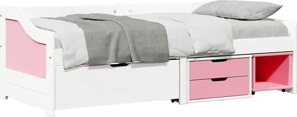 Lit simple gain de place MAXIMA rose idéal pour petite chambre enfant