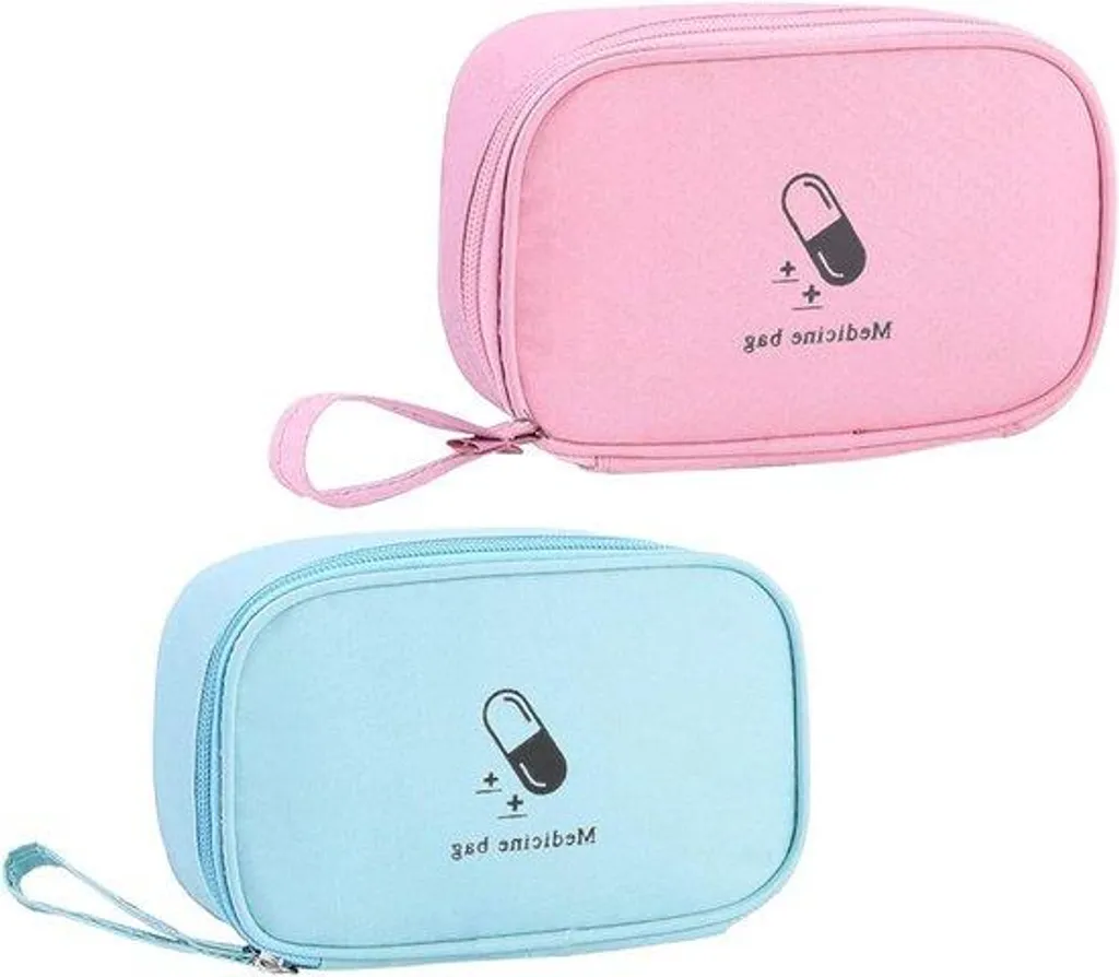 Lot de 2 petites pochettes Medicijntassen avec fermeture éclair sécurisée