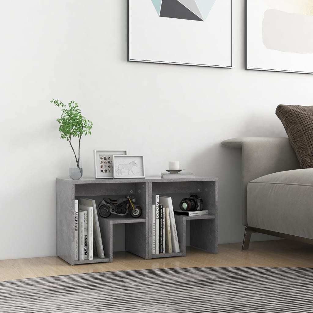 Maison Exclusive - Nachttische 2 Stk. Betongrau 40x30x40 cm Holzwerkstoff