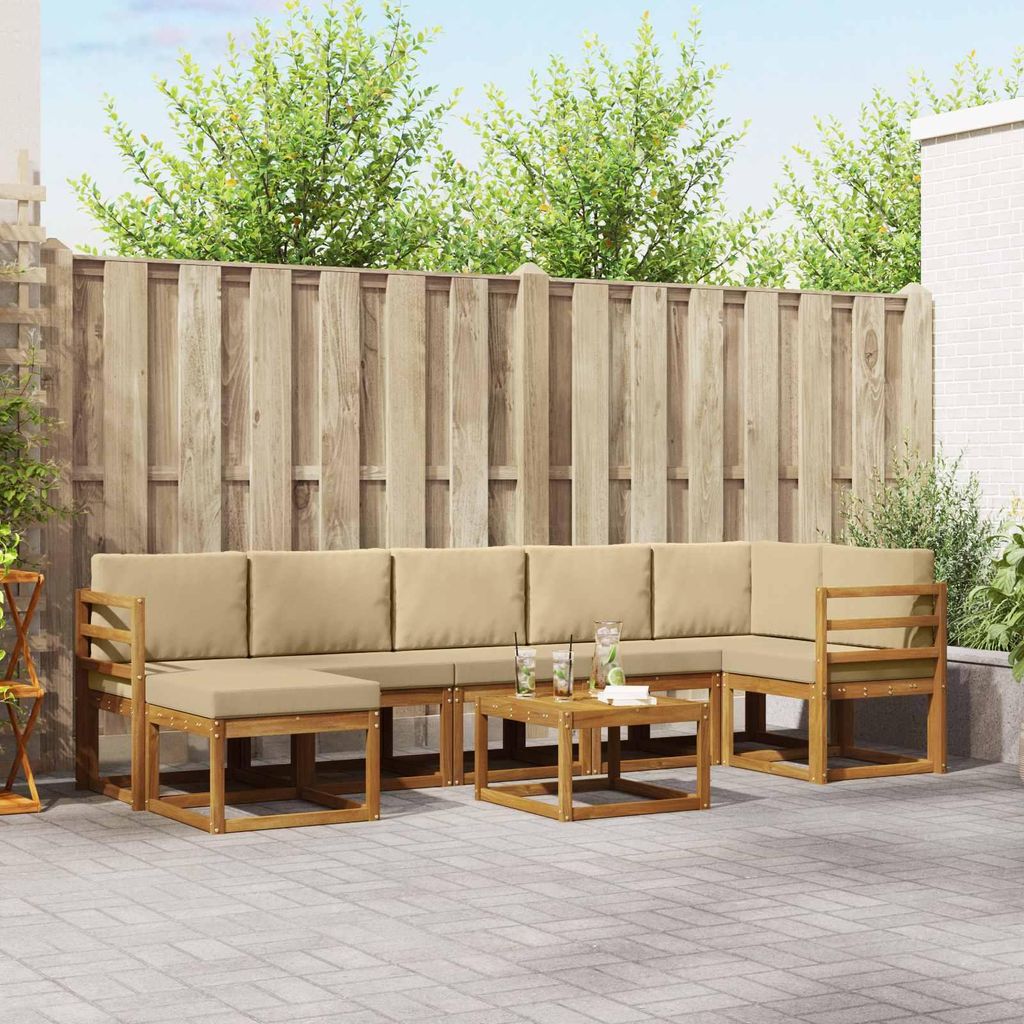 "im Sonderangebot"Outdoor-Sofagarnitur - CLORIS - Balkonmöbe/Sitzgruppe - mit Kissen 8 pcs - Moderne Design - Natur und Beige - Gartensofas Promot...