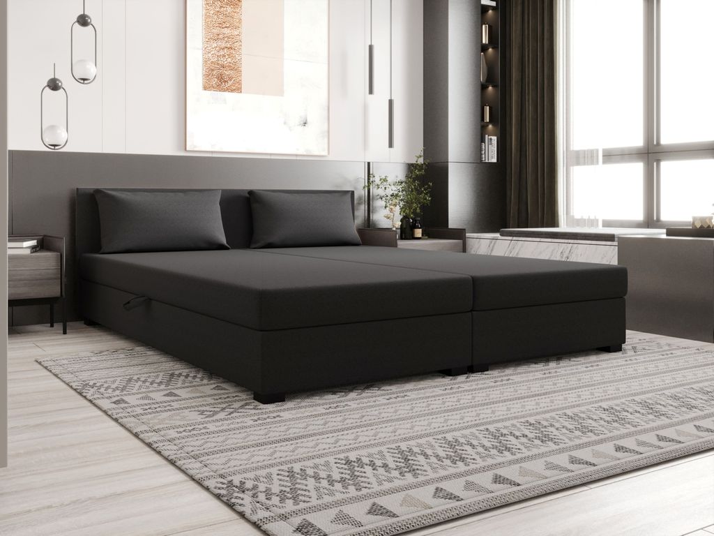 Doppelbett im kontinentalen Stil 140x200 ROSIE 13 - dunkelgrau
