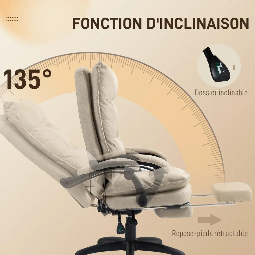 Siège de bureau ergonomique massant et inclinable avec télécommande - 8