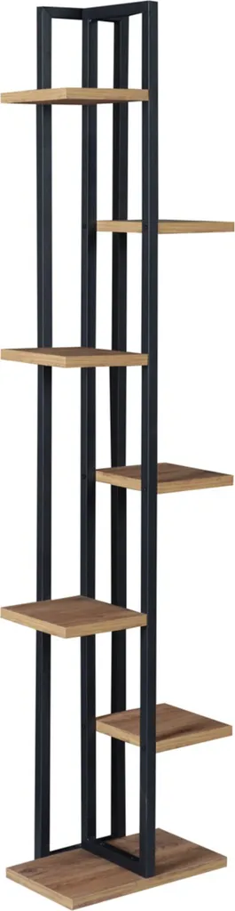 Étagère à Fleurs sur Pied 7 Niveaux 150cm - Métal Noir et Noyer