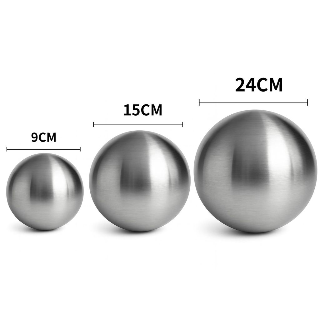 Köhko 3er Edelstahlkugeln-Set-06 Ø 9-15-24 CM Dekokugel aus gebürstet-matten Edelstahl