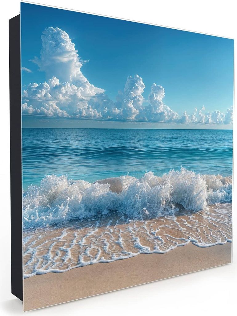 Nachbildung-Schlüsselkasten, Magnetpinnwand und Memoboard mit Glasfront Motiv Meereswellen
