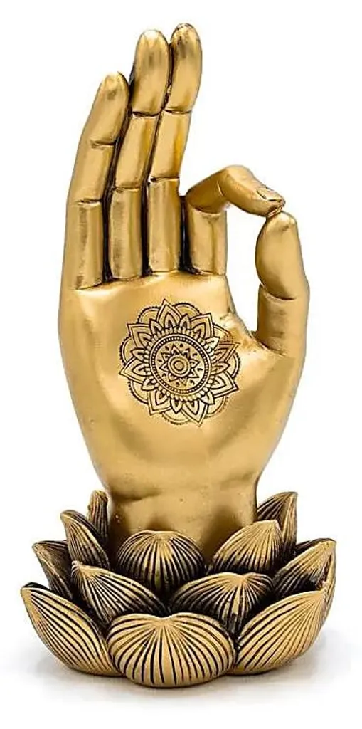 Statue Gyan Mudra Dorée 21 cm - Décoration Zen Mains de Bouddha