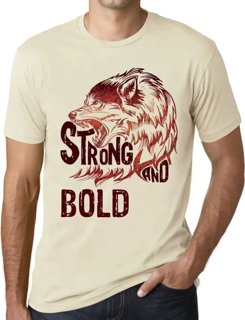 Herren Grafik T-Shirt Starker Wolf und mutig – Strong Wolf And Bold – Öko-Verantwortlich Vintage Jahrgang Kurzarm Lustige Druck Geburtstag Ges...