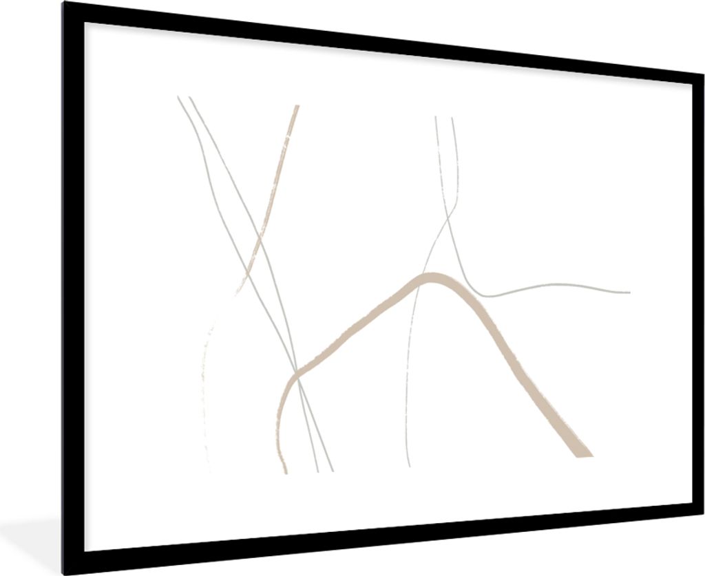 MuchoWow Gerahmtes Poster Abstrakt - Minimalismus - Linienkunst 90x60 cm - Poster mit Schwarzem Bilderrahmen Wandposter Rahmen Foto Bilder - Wand...