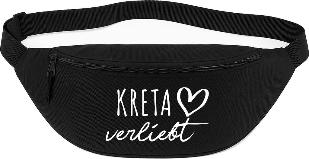 Huuraa Bauchtasche Kreta verliebt 2,5 Liter Black Polyester Crossbody Bag Geschenkidee
