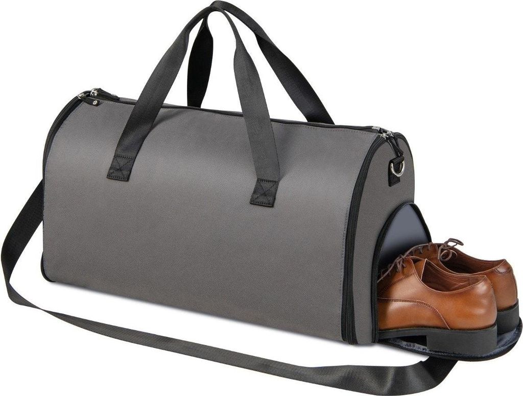 Handgepäcktasche mit Schuhfach & verstellbarem Schultergurt 2-in-1-Hängeanzug-Reisetasche Dunkelgrau