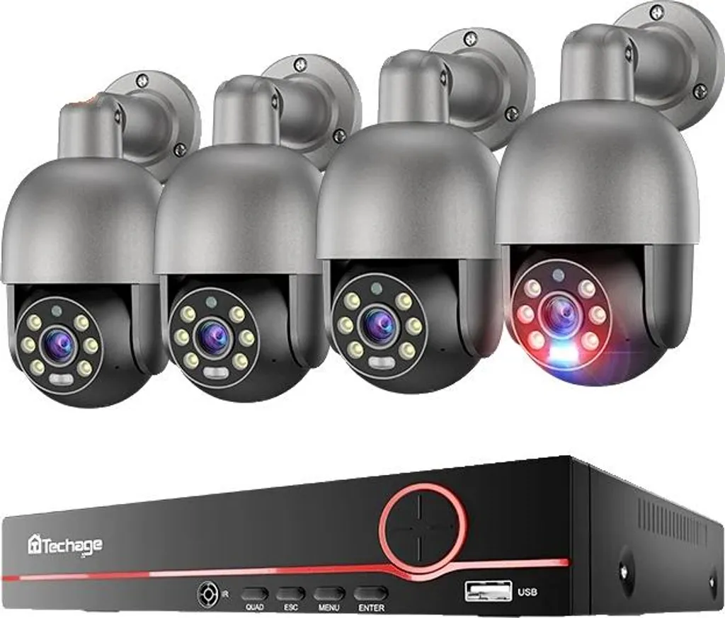 Protection maison avec kit 4 caméras 5MP surveillance 8CH vision couleur