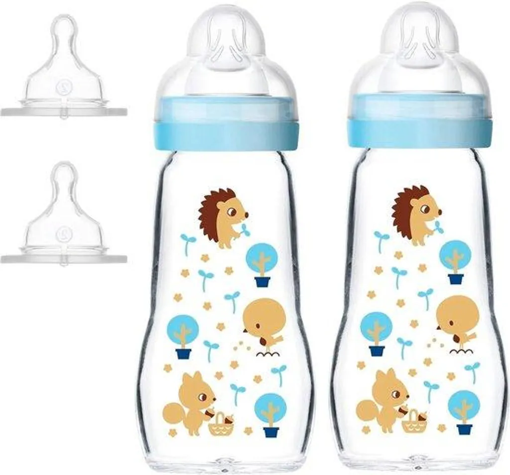 Biberon en verre nouveau-né 260 ml lot de 2 avec clé d'ouverture à 4 pans