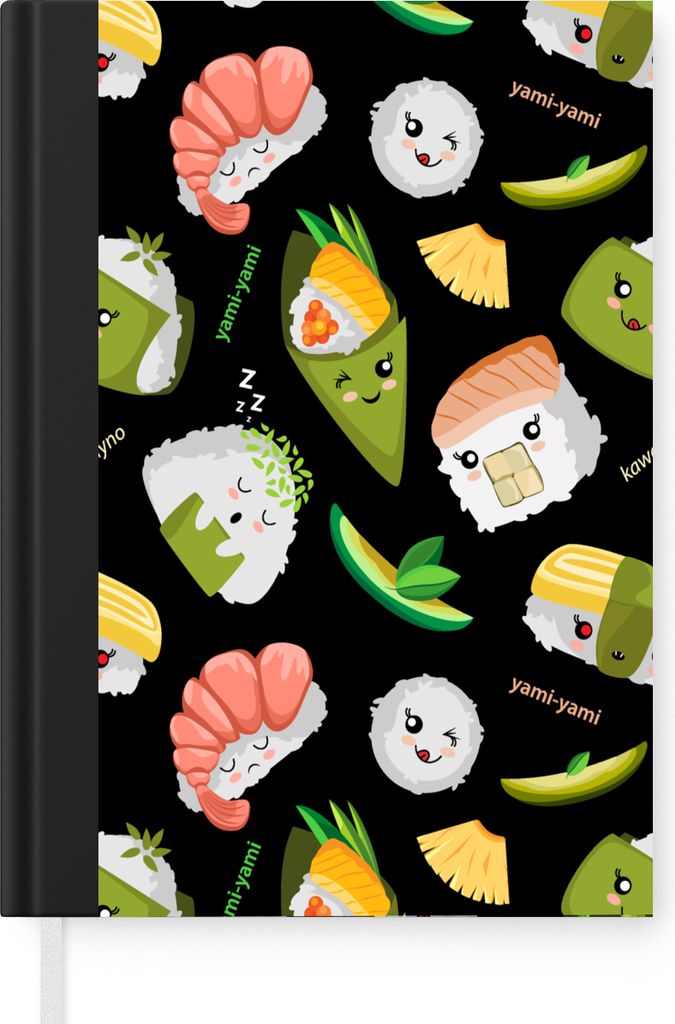 MuchoWow Notizbuch Tagebuch Haushaltsbuch Notebook A5 Kawaii - Sushi - Schablonen - Notizblock - Notizheft - Notebook - Schreibblock - Papier