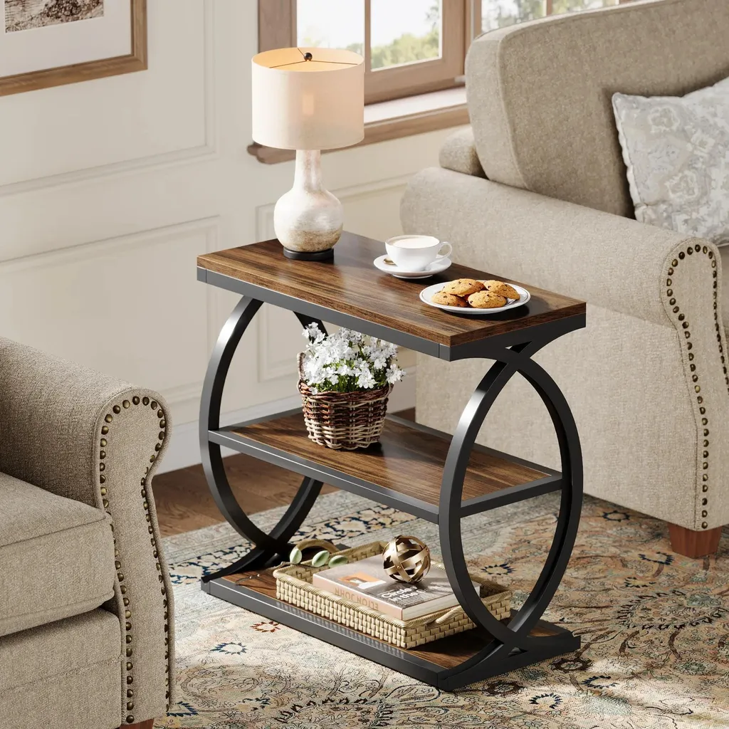 Table de chevet à 3 niveaux style industriel - Petit meuble de rangement