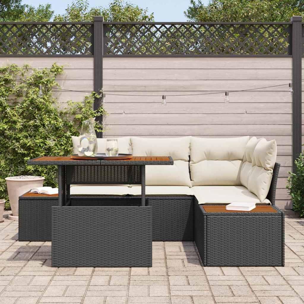 Maison Exclusive - Garten-Sofa-Set mit Speicher 5 pcs Schwarz Poly Rattan