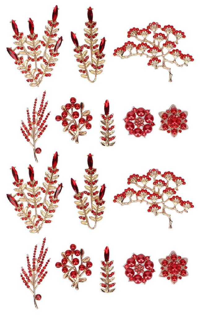 16 Stück Diamant-Perlenverzierungen, Blumenknöpfe, Legierungsanhänger, Schmuckherstellung, Hochzeit, DIY, Kleidung, Schuhe, Nähen, Basteln, Rot