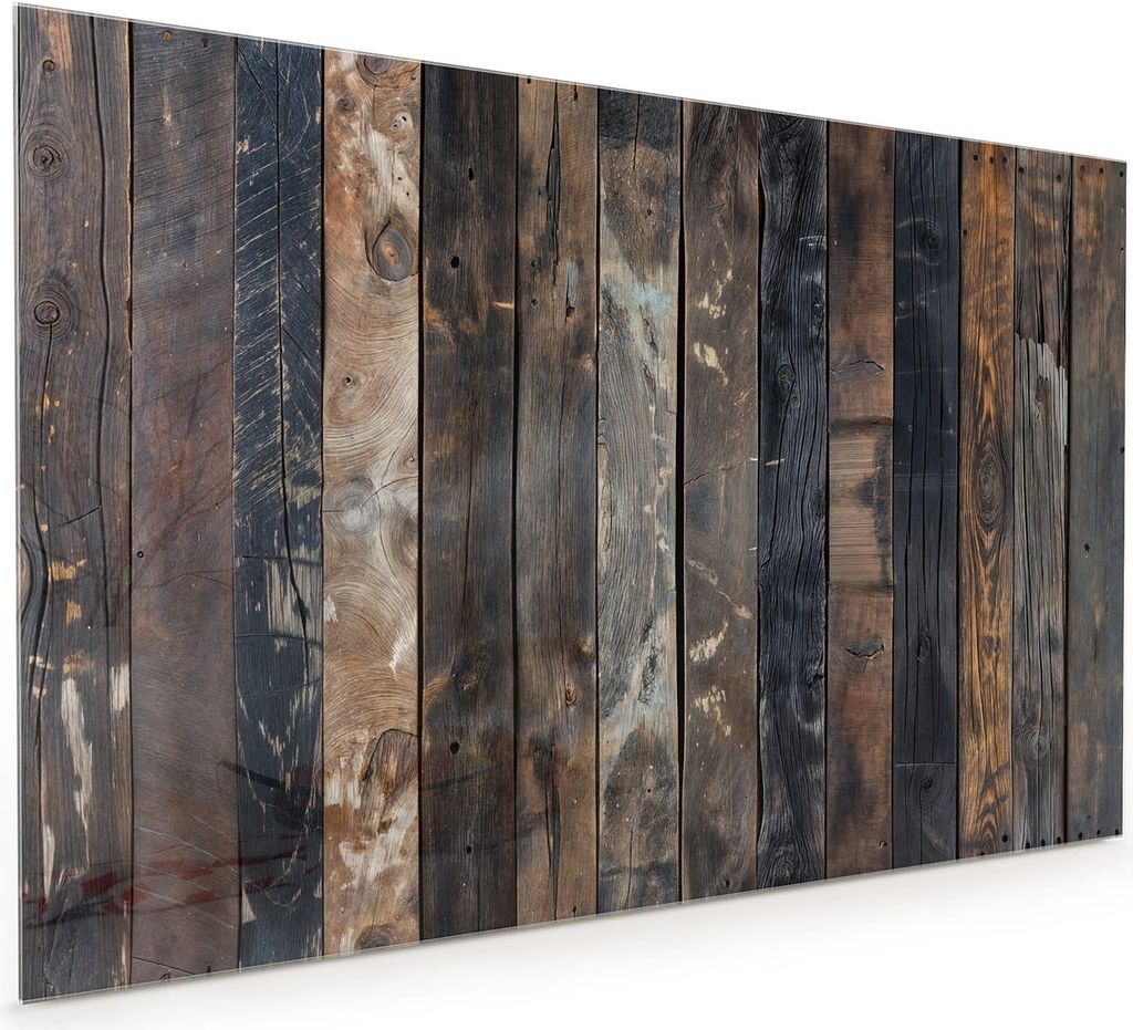 Küchenrückwand Spritzschutz Glas mit Motiv Rustikale Holzplanken 40 x 40 cm