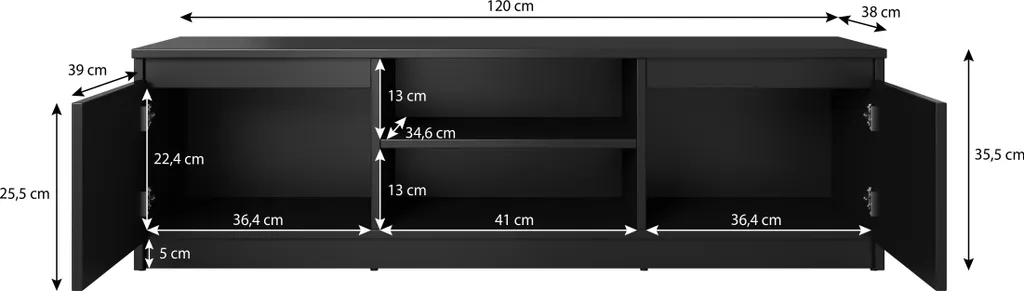 Meuble TV DIDI 120 cm Châtaigne de Wroclaw - Lowboard Robuste et Chic